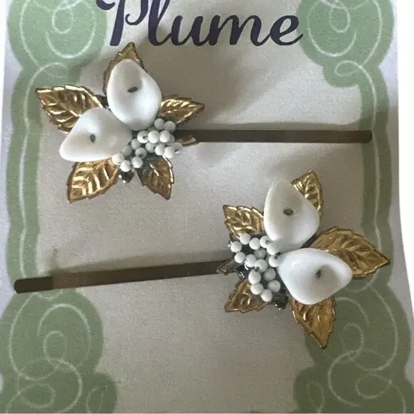 Romantic Floral Hair Pins Set Vintage Jewelry Bridal Winter Gift Coquette Girl - Picture 5 of 6